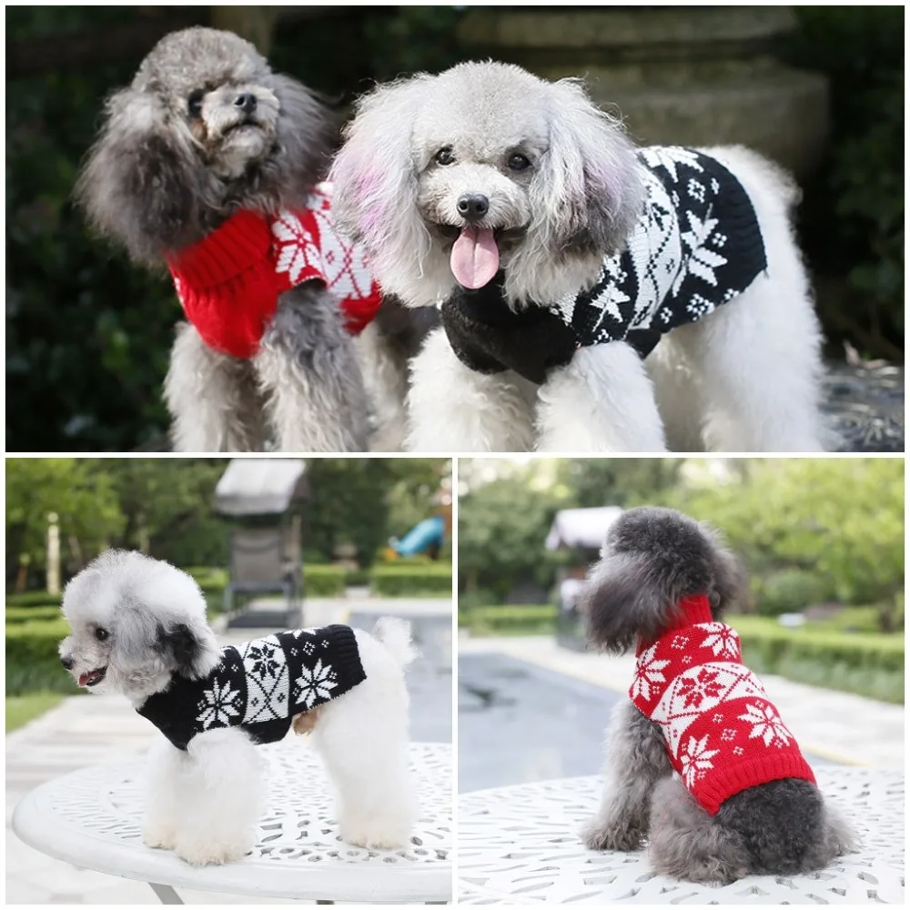 

Dog Sweater for Small Pet Christmas for Autumn Bulldog Pet Jumper Snowflake Dog Clothes Puppy Costume Warm