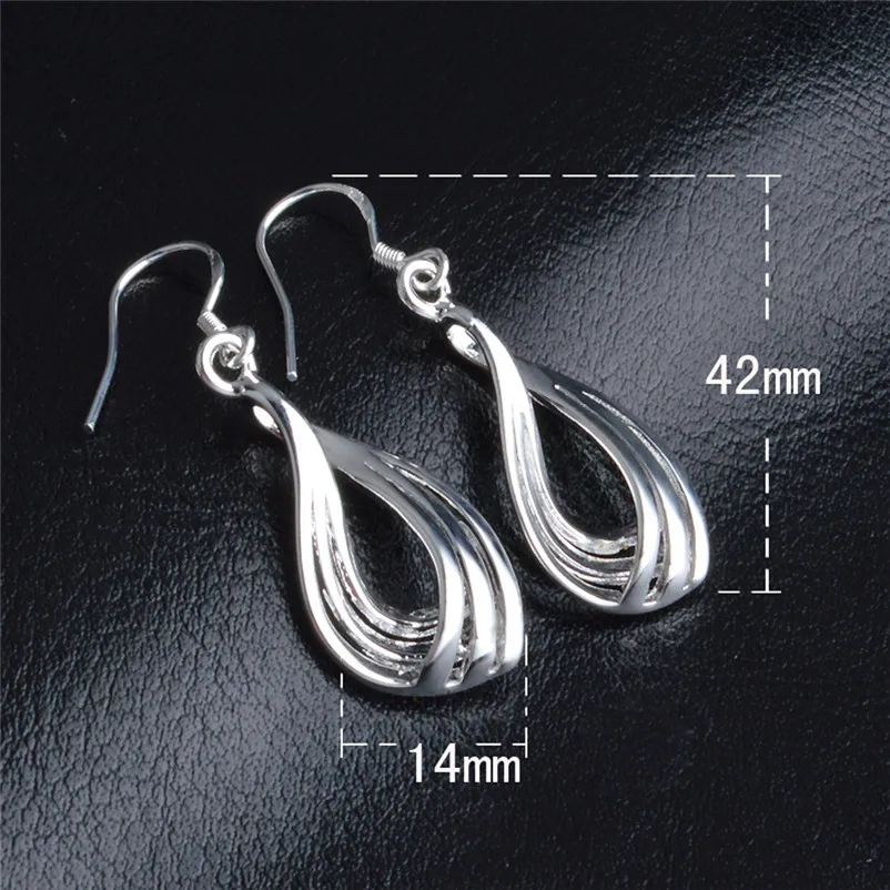 2018 Trendry Earrings for Women Elegant Fashion 925 Silver Women Ear long Earrings Silver Jewelry for gift Brincos J05#N (7)