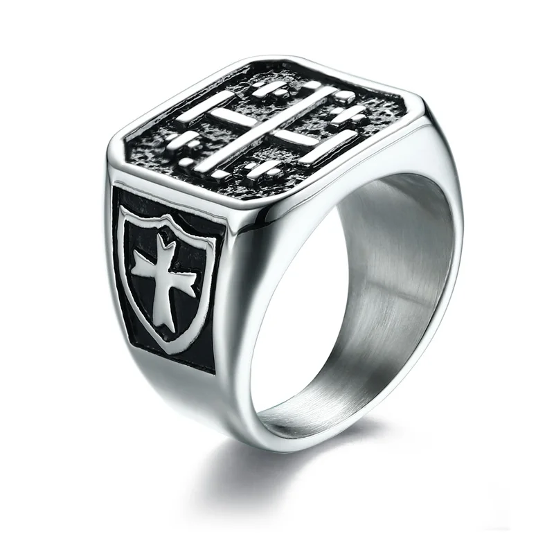 

Jerusalem Cross Medieval Signet Ring for Men Solid Stainless Steel Vintage Knight Templar Military Jewelry Anel Aneis Masculinos