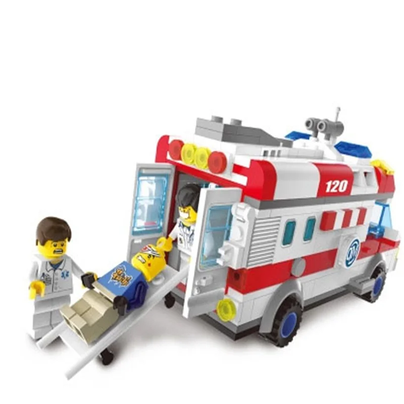 car-styling city car series urban emergency ambulance car mini blocks diy assembling building blocks kits toys for chirlden