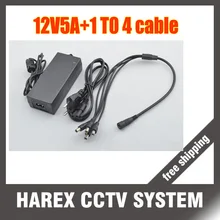 60 W 12 V 5A DC импульсный источник питания 110 V 220 V OUT-p5a адаптер конвертер для корпус камеры видеонаблюдения+ 1-4 кабеля