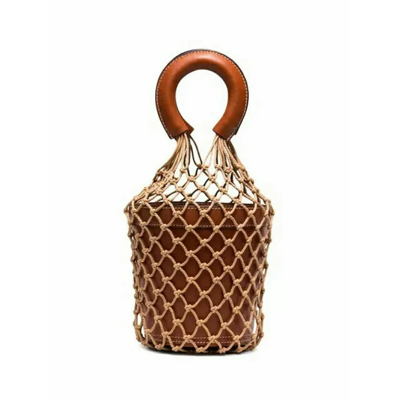 beach bag nets bucket bags hollow Braided rope net bag women summer ...