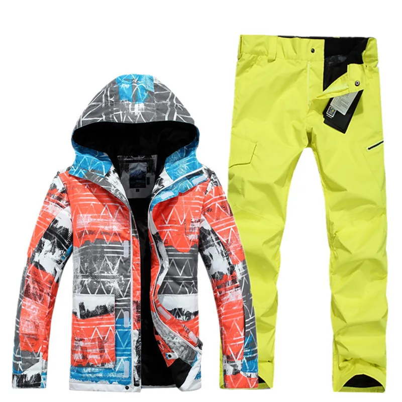 Новые высококачественные мужские лыжные куртки и штаны, сноубордические комплекты, толстые теплые водонепроницаемые ветрозащитные зимние мужские лыжные костюмы - Цвет: 05