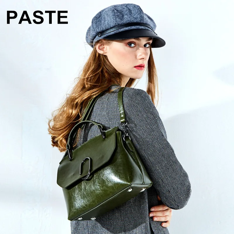 

Vintage genuine leather shoulder bag ladies cow leather oil wax skin handbags retro crossbody bag large capacity Messenger bolso