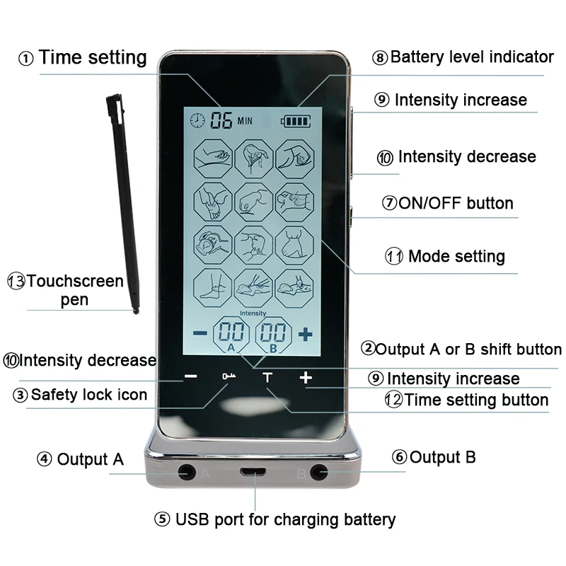 FDA Smart Channel Screen TENS Unit Electronic Pulse Full Body Massager Muscle Relax Relief Back Pain Acupuncture Therapy Machine FDA Smart Channel Screen TENS Unit Electronic Pulse Full Body Massager Muscle Relax Relief Back Pain Acupuncture Therapy Machine