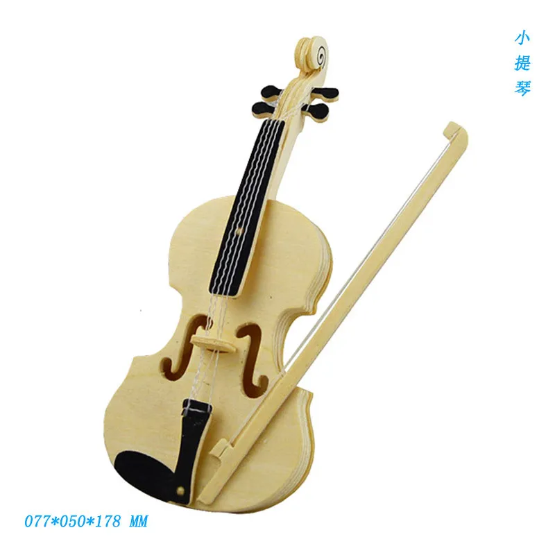 

Violin Wooden Simulation 3D Musical Instrument Model Children Educational Toys Wooden DIY Handmade Jigsaw Kids Toys Puzzle Toy