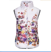 Genuine ladies vest jacket Winter Women Korean printing cotton vest short paragraph Slim Down Hooded Vest