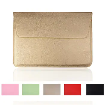 

pink green gold red black Litchi Skin pu Leather Sleeve Case For Macbook Air 11.6",Air Retina 13, pro retina 15