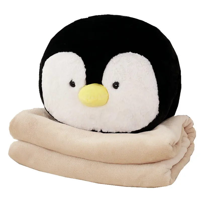 

High quality Plush 3 In 1 Cushion Penguin with throw Pillow & Hand warm School Student Birthday present for Children
