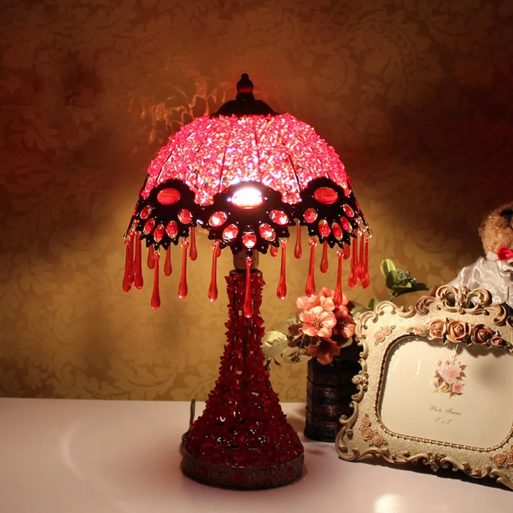 Nepal umbrella type Bedroom Desk Lamp Study Room Acrylic Beads Table
