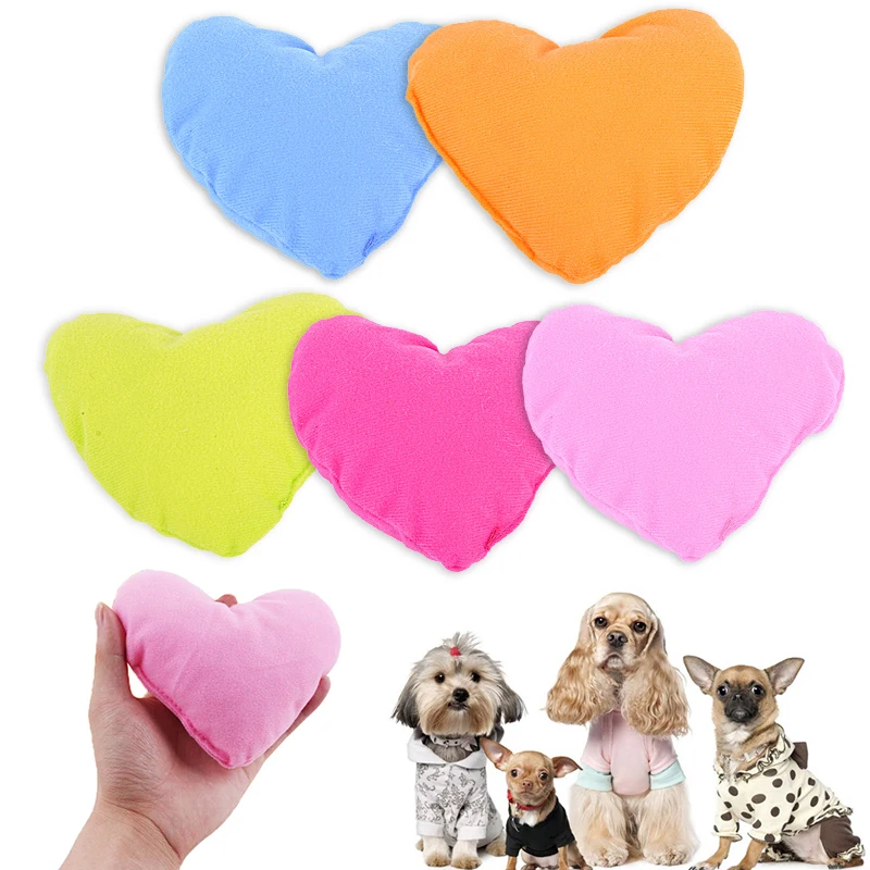 New 5Pcs Colorful Love Small Dog Pillow PP Cotton Padded Heart Shaped