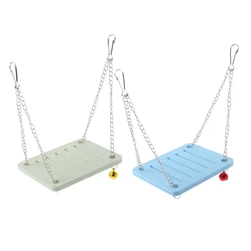 

Wooden Hanging Parrot Hamster Swing Bell Cage Toy length adjust Chinchilla Mouse Perch Pet Accessories