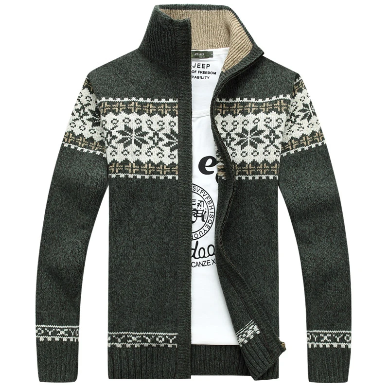 Bolubao Winter Sweater Men Fashion Quality Thick Warm Snowflake Christmas Sweater Male Cardigan Sweater Coat
