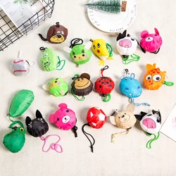 Reusable Portable Shoulder Handbag Polyester foldable green shopping bag Folding pouch Polyester Large Capacity Storage Handbags