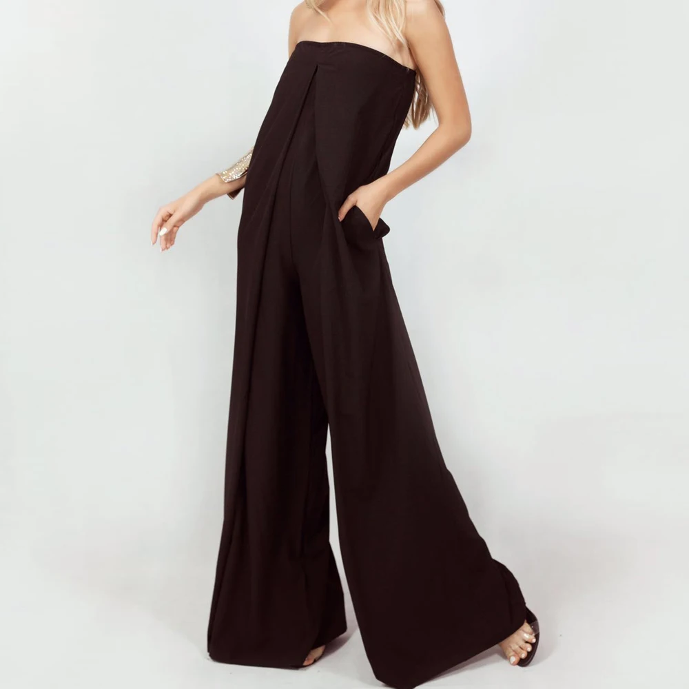 Tosheiny 2019 kobiety nowy lato Sexy Slash Neck Off Shoulder Backless pajacyki elegancki jednolity kolor kombinezon TH0072 -