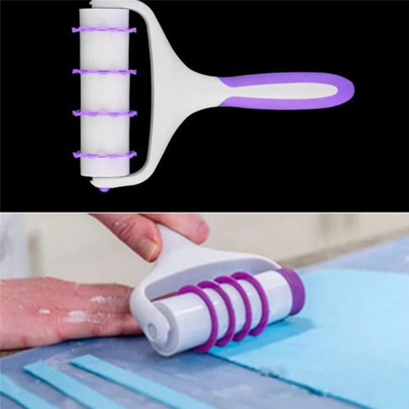 Handheld Moulds Cake decorating tools Fondant Strip Ribbon Cutter Embosser Roller Cake Decorating Tool (1)