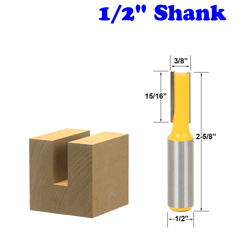 1 pc Straight/Dado Router Bit 3/8"W x 15/16"H 1/2" Shank Woodworking