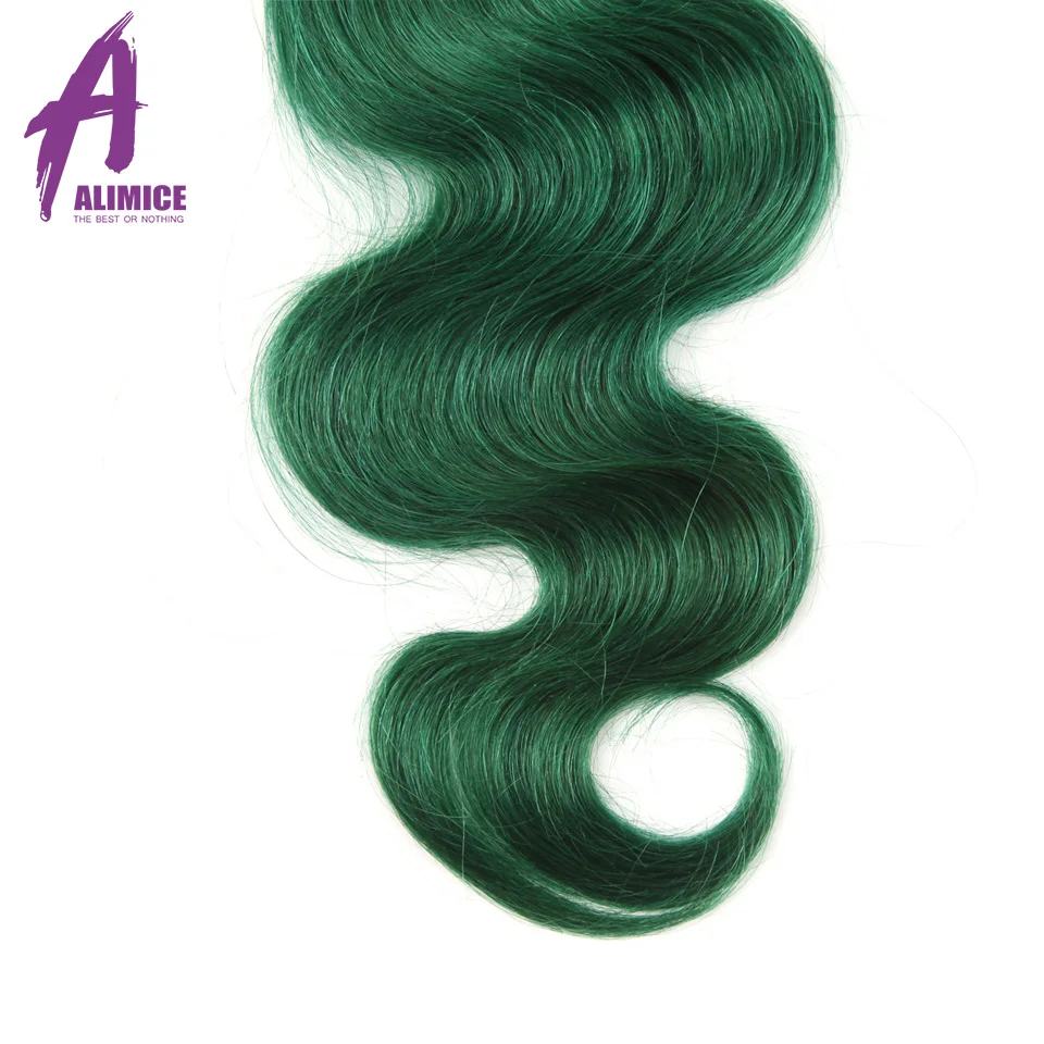 Alimice Ombre Bundles With Closure 1BGreen Human Hair Weave 3 Bundles With Closure Brazilian Body Wave Bundles With Closure (20)