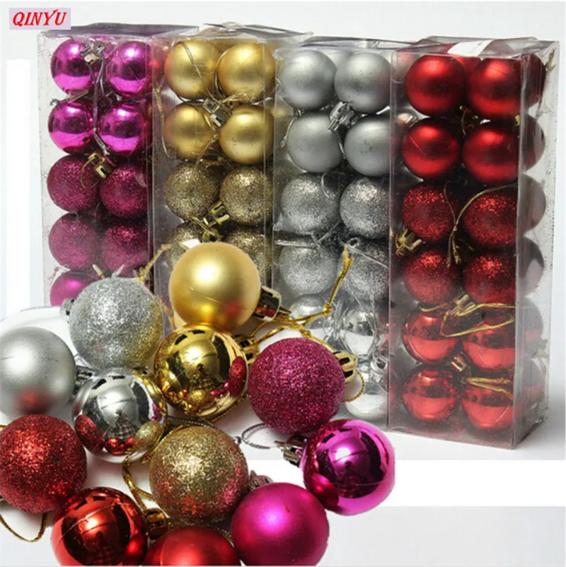 24 шт./партия 30 мм Красочные Kerstboom opkneoping Kerstballen вечерние Kerst Decoratie Benodigdheden Бал opkneoping Ballen5Z HH181