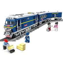 KAZI серии City с механическим приводом дизельный поезд трек модель строительные блоки поезд трек кирпичи развивающие игрушки для детей 98220