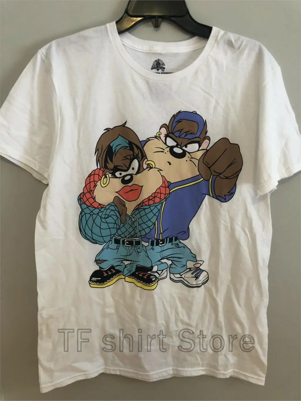 

Funny Print Men T shirt Women cool tshirt Tasmanian & She-Devil 2 sided T-Shirt HipHop Rap Looney Tunes Sz M
