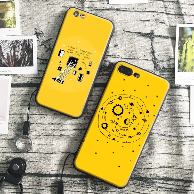Yellow Aesthetic Art quotes memes Poems Tempered Glass