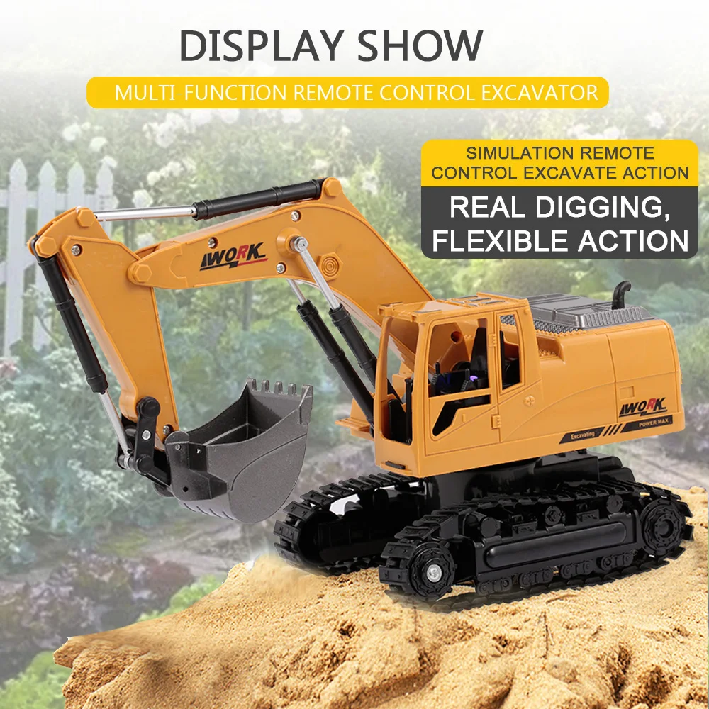 

1/24 RC Excavator Die-cast Alloy Metal Construction Tractor 2.4Ghz 8CH Remote Control RC Engineer With Light Birthday Gift Toy
