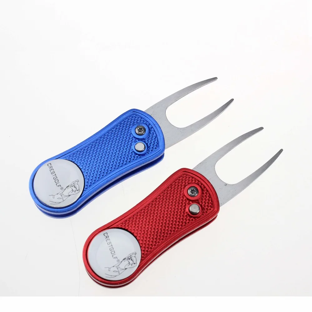 CRESTGOLF أداة إصلاح عُشب الجولف المطواة الغولف إصلاح كتلة عشب وضع الأخضر شوكة إكسسوارات الغولف