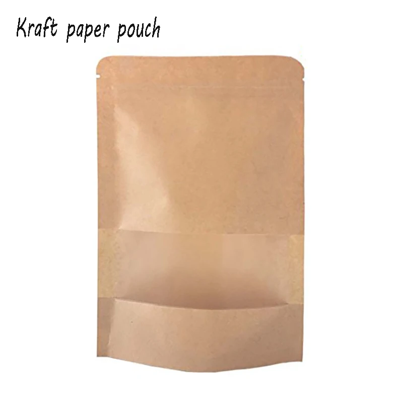 Kraft Zip Lock Stand Up Food Bags Pouches with Notch and Matte Window Kraft Paper Pouch -in ...