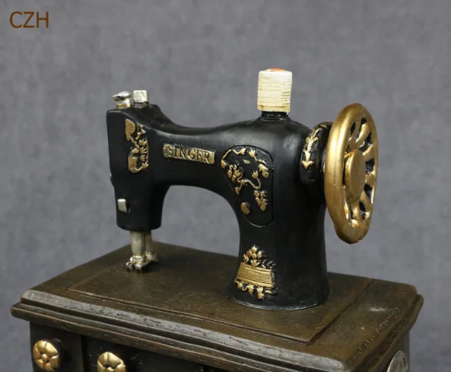 Старинная швейная машина модель смолы напоминание Декор ремесленные украшения аксессуары для художественной коллекции и сувенир подарок