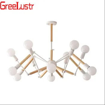 

Adjustable Wooden Chandelier Pendants For Living Room Shop Suspended Lamps Alien Bent Pipe Creative Hanging Lamp Lustre Fixture