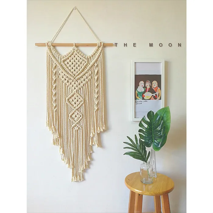 

Hand Made 50*90cm Bohemia Hand-woven Rope Wall Hanging Macrame Tapestry Handmade Curtain Wedding Home Window Backdrop Wall