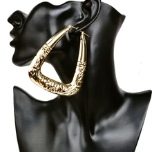 Большие преувеличенные серьги в форме треугольника, серьги для женщин, Ретро панк бамбуковые баскетбольные золотые серьги, модные ювелирные изделия ER015