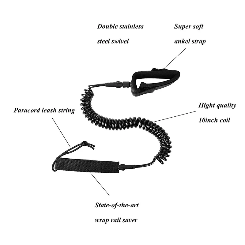 10 футов Серфинга весло аксессуары для плат ноги веревка Защитная веревка Sup выдвижной весна веревка безопасный веревка спасательный круг