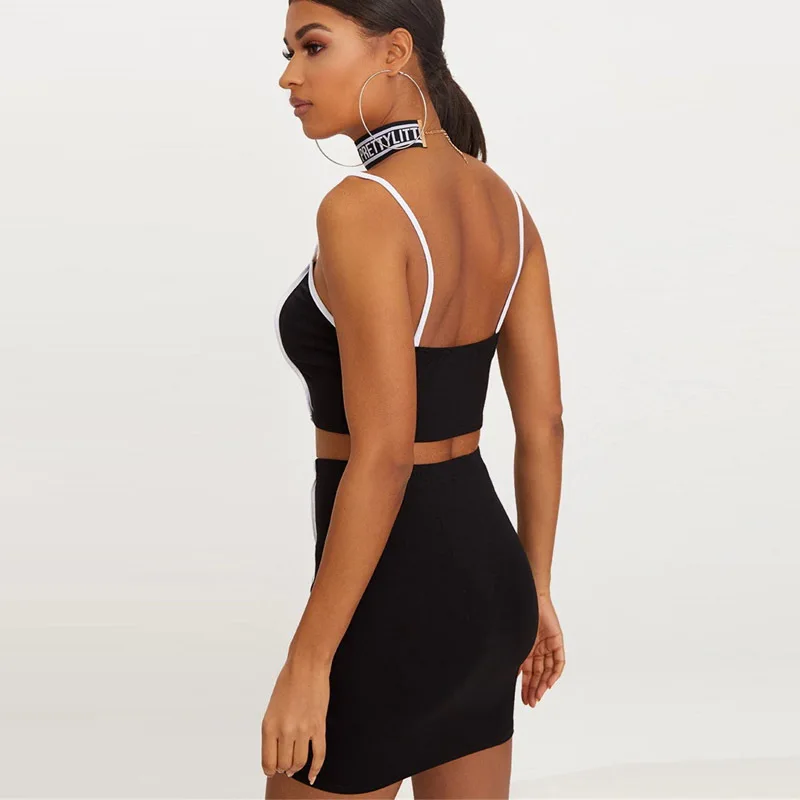 2018 г. летние женские платье комплект из двух предметов наряд crop Top Sexy посылка butt