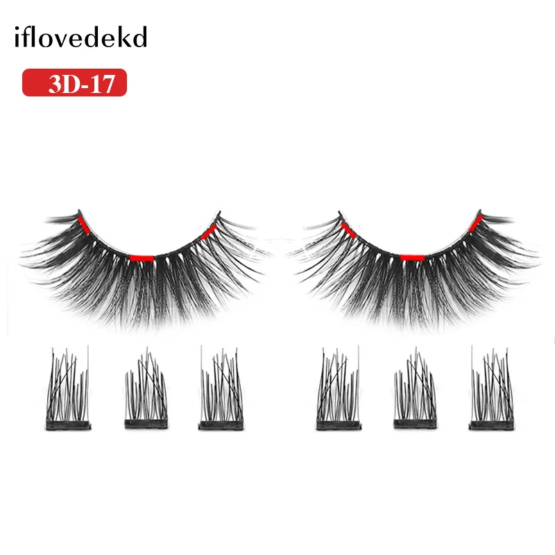

iflovedekd 3D Long Magnetic EyeLashes Comfortable Natural Artificial 3 Magnets False Lashes