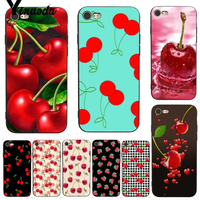 

Yinuoda For iphone 7 6 X Case Green Cherry Fruit of Food Cherry Colorful Phone Case for iPhone 7 X 6 6S 8 Plus XS XR SE XS XR