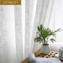 CITYINCITY Tulle American Curtains for Living room Soft White Voile solid Rural Tulle Curtain for bedroom