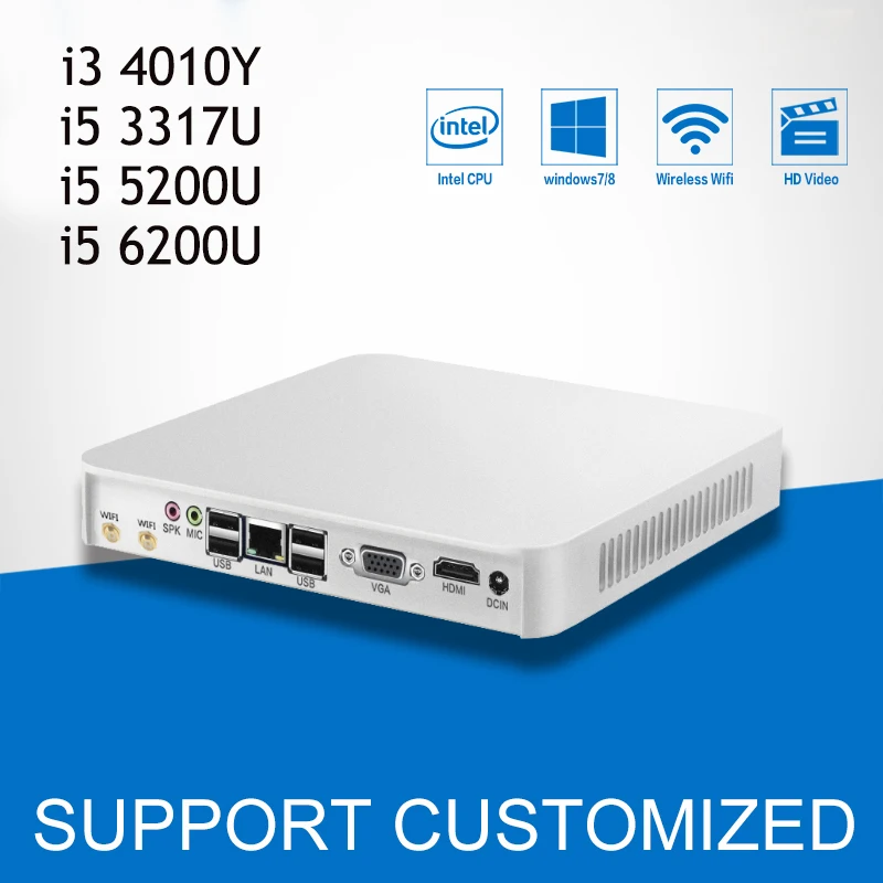

Mini Computer Office Computer Core i5 3317U 5200U 6200U Mini PC Windows 10 Nettop Core 4010Y With CPU Fan HTPC HDMI 6*USB