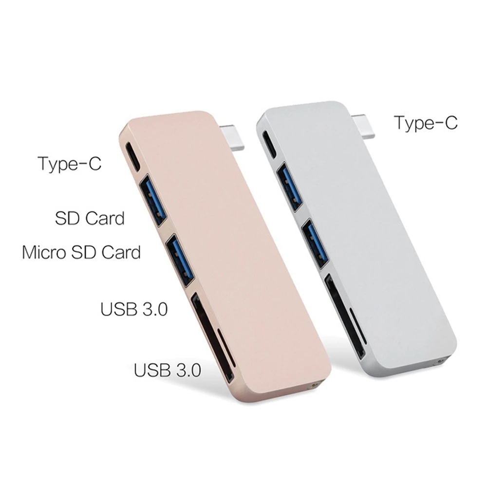 

5 in 1 Type C Hub USB-C to Type-C/SD & TF Card Reader/USB 3.0*2 Combo Hub with Charging Port Adapter