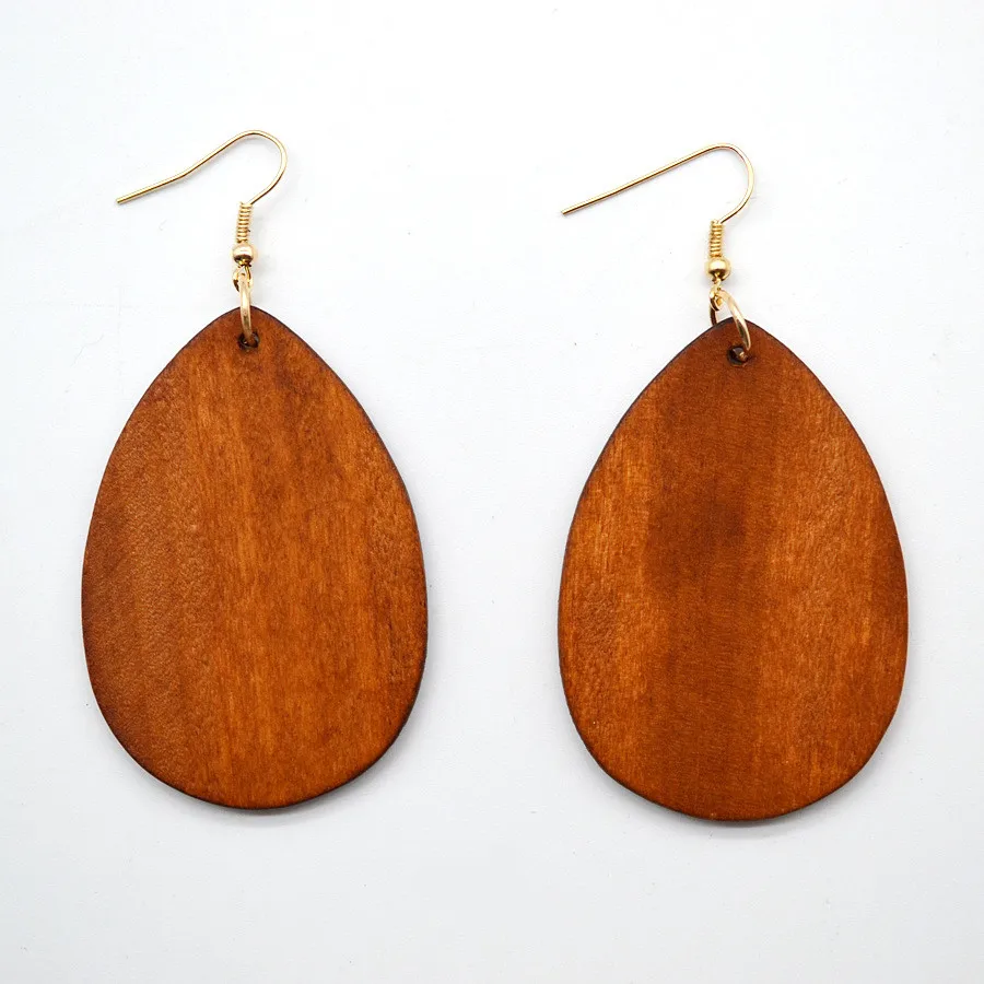 New Classic wood Earrings brown Statement Earrings wood Teardrop