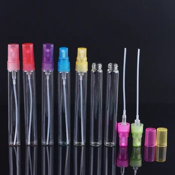 

50pcs/lot 10ml Empty Transparent Glass Perfume Atomizer Spray Bottles Portable Travel Refillable Bottle Plastic Pump Container