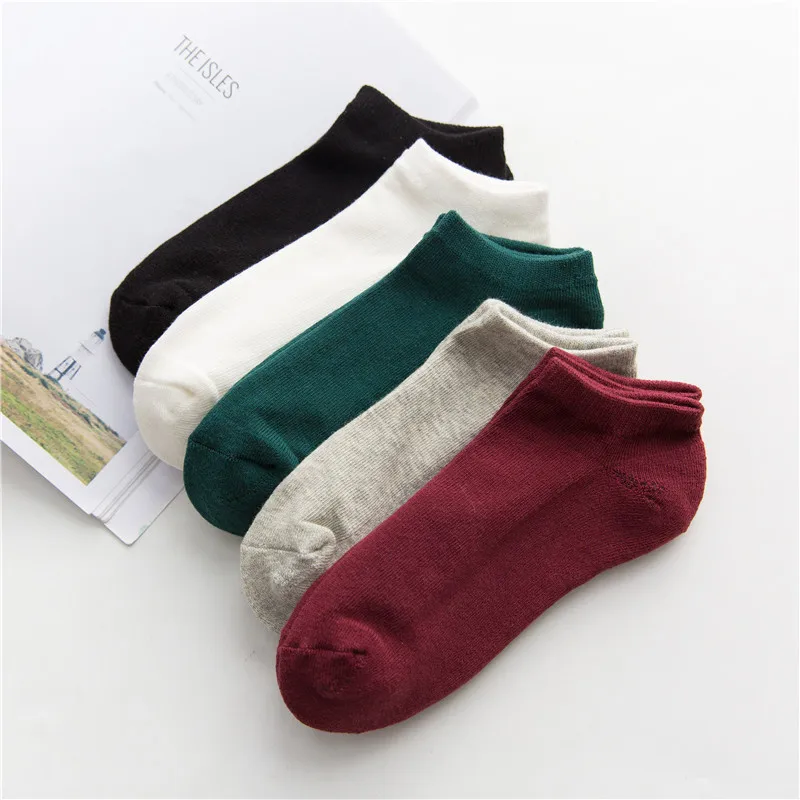 

5 Pairs Of Socks Women Spring And Summer Casual Cotton Soles Terry Shallow Mouth Thick Towel Socks Simple Deodorant Boat Socks