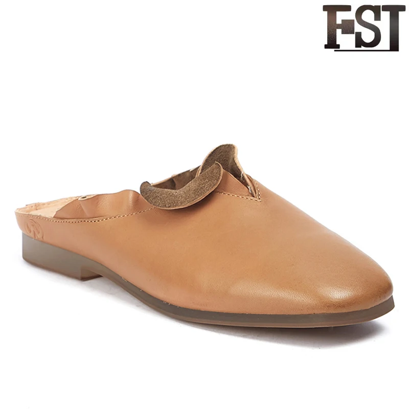 

FSJ Genuine Leather Ladies Shoes Women Sheepskin Solid Slip On Flats Summer Sewing Fashion Casual Office Career Pigskin Size 40