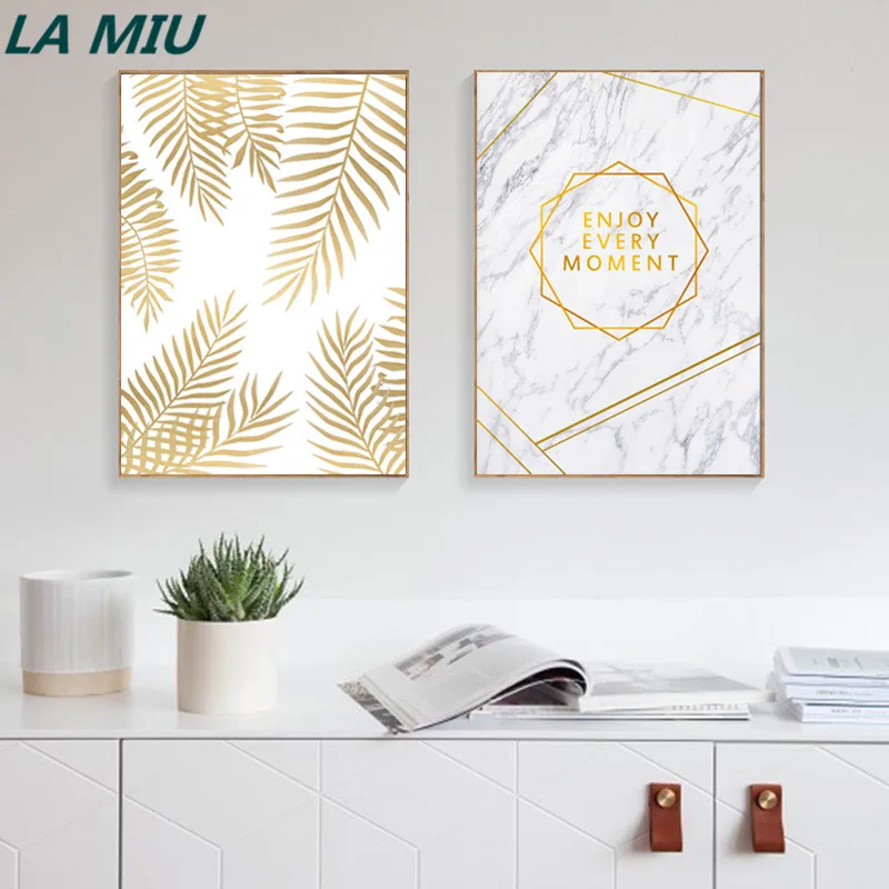 

Wall Canvas Art Painting Gold Yellow Leaf Nordic Poster Picture Cuadros Decoracion Grey Wall Pictures For Living Room Unframed