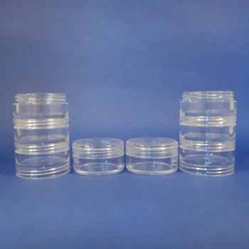 

10g Cosmetic Storage Containers Minerals Clear Stackable Plastic Jar(2 single jars & 6 midsections) (AY81P(10)(4 stack)-C=2 set)