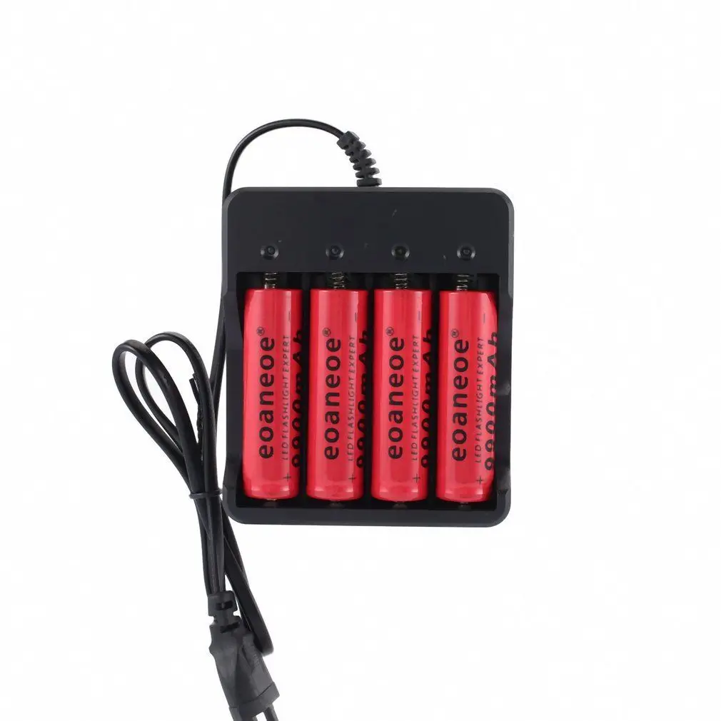 Подробная информация о eoaneoe 18650 3,7 V 9900 mAh литиевая аккумуляторная батарея 4 шт. 18650 литий-ионных батарей+ 1 зарядное устройство для фонарика
