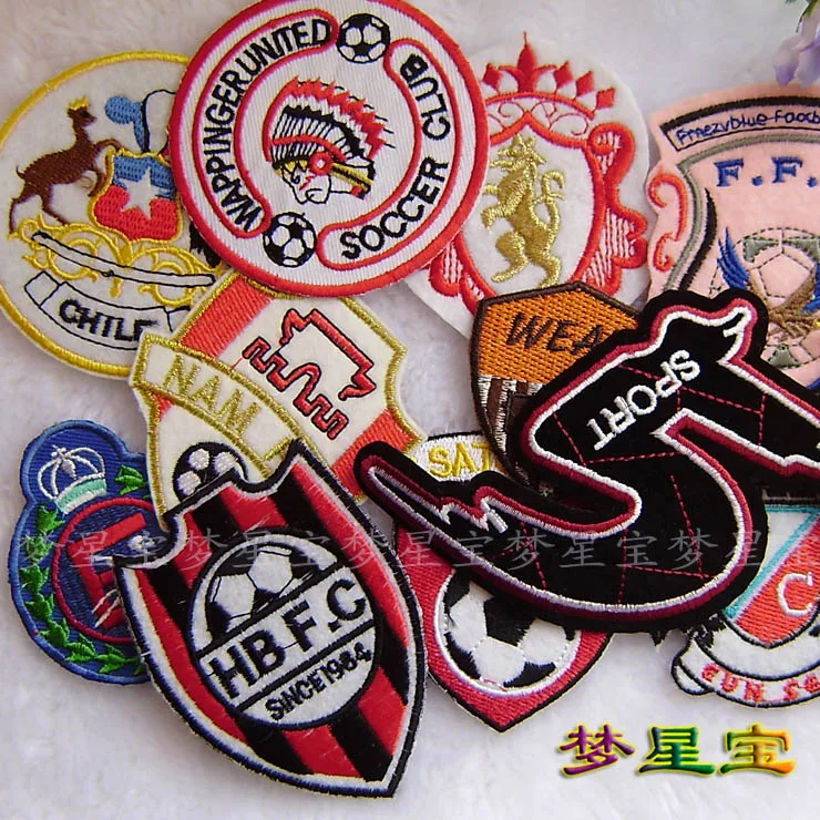 

Football team mark back glue cloth stick embroidered badge armband sports logo clothing patch iron on patches