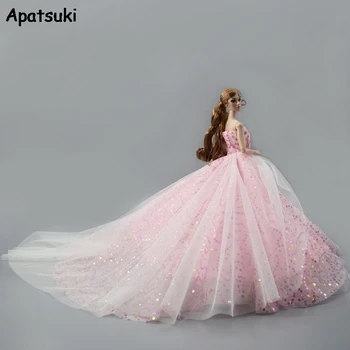 

Pink Fashion Doll Dress For Barbie Doll Clothes Outfits High Quality Evening Dress Wedding Dresses 1/6 Doll Accessories