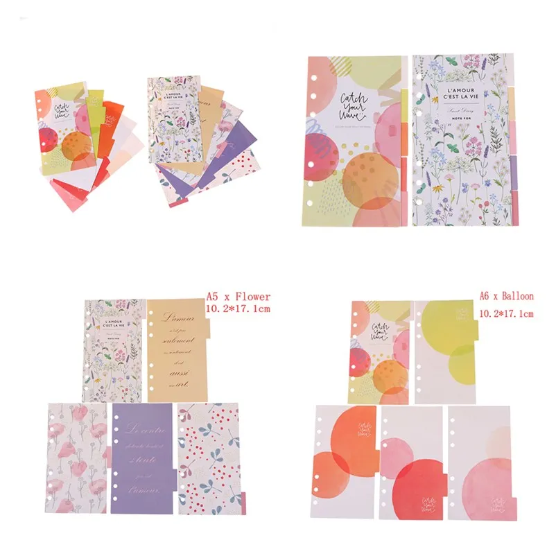 

Peerless A5 A6 6Sheet Kawaii Spiral Notebook Divider Flower Organizer Separator Pages Office School Stationery Index Paper